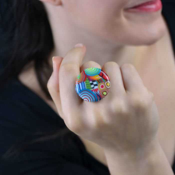 Bague Liz Créations Rond en argile polymère